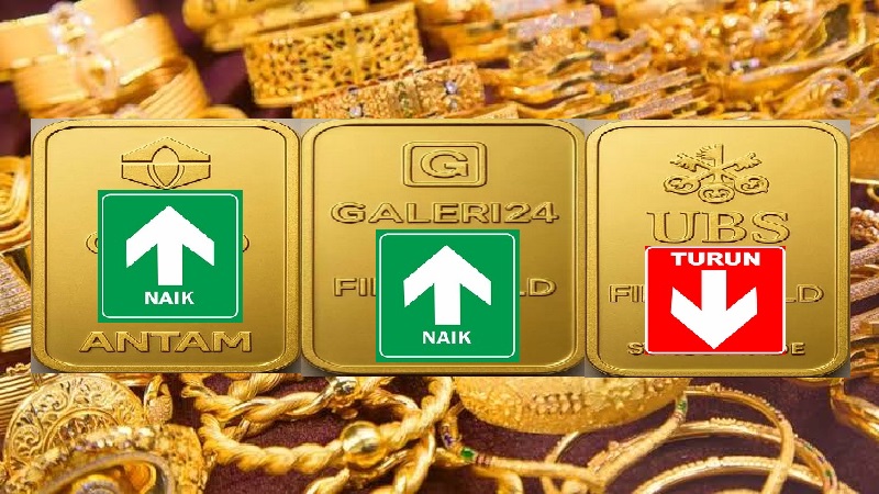 Harga Emas Antam Bersama Galeri24 Kompak Naik, Tinggalkan UBS yang Turun