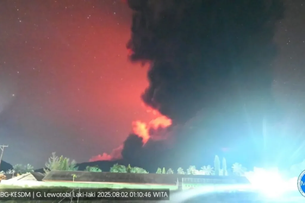 Gunung Lewotobi Laki-laki Flores NTT Erupsi Lagi Disertai Gemuruh dan Dentuman