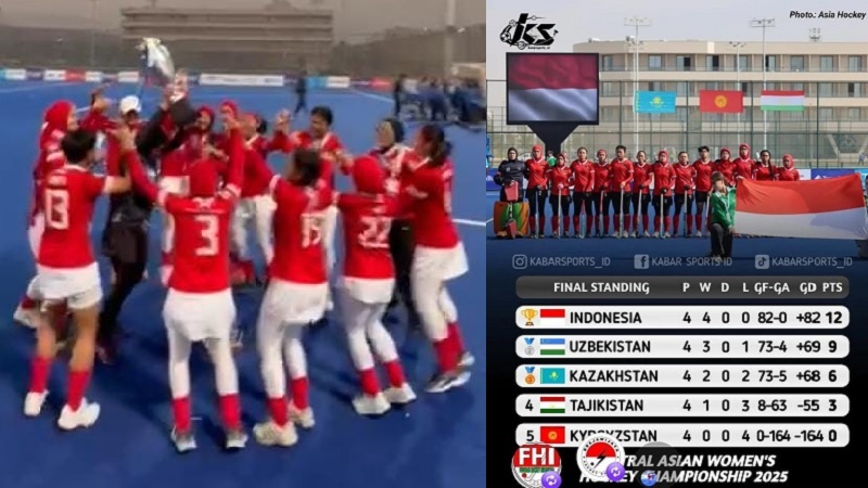 Kejuaraan Asia Tengah 2025: Menggegerkan, Timnas Hockey Outdoor Putri Indonesia Juara dengan Prestasi Tak Terkalahkan