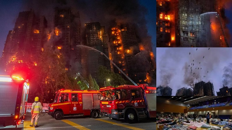 Kebakaran Paling Mematikan di Hong Kong, 83 Tewas 300 Hilang, Para Pejabat Konstruksi Ditahan dengan Tuduhan Pembunuhan