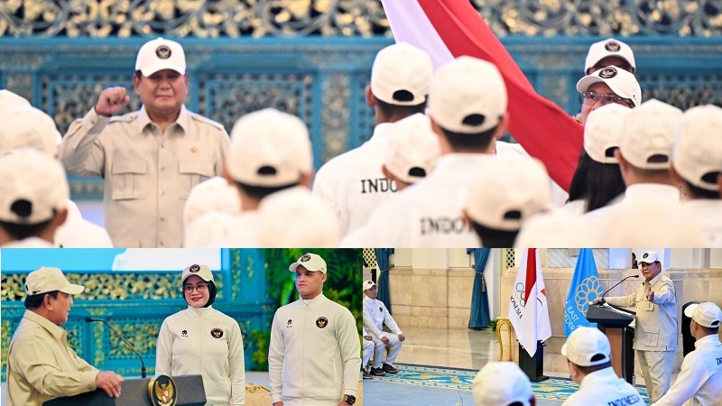 Presiden Prabowo Subianto melepas Kontingen Indonesia menuju SEA Games Ke-33 Thailand Tahun 2025 di Istana Negara, Jakarta, Jumat (5/12/2025). (BPMI Setpres)