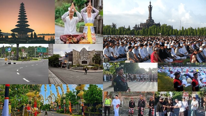Perayaan Hari Raya Nyepi dan Idul Fitri pernah berlangsung bersamaan di Bali dan berjalan dengan aman karena antar-umat beragama di daerah dengan sebutan “Pulau Dewata” itu, hidup harmonis.