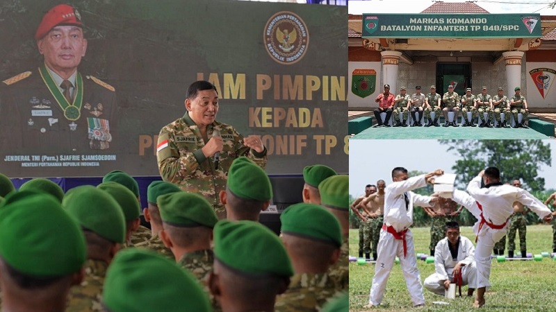 Tinjau Kesiapsiagaan Prajurit Yonif TP 848/SPC, Menhan Sjafrie Tekankan Pentingnya Kehadiran TNI Menjaga Keamanan Masyarakat