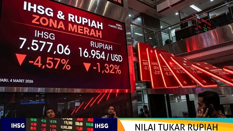 Hadapi Tiga Ancaman Utama, IHSG Anjlok 4,5 Persen, Rupiah Terseret Dekati Rp17.000