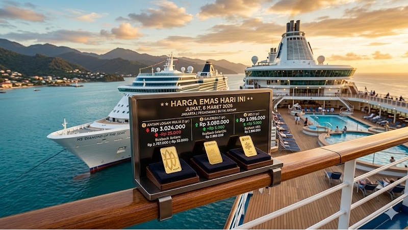 Kalau haraga emas PT Aneka Tambang  (Antam) mengalami penurunan hingga puluhan ribu rupiah, hari ini, Jumat (6/3/2026), maka emas Galeri24 dan UBS justru merangkak naik. 