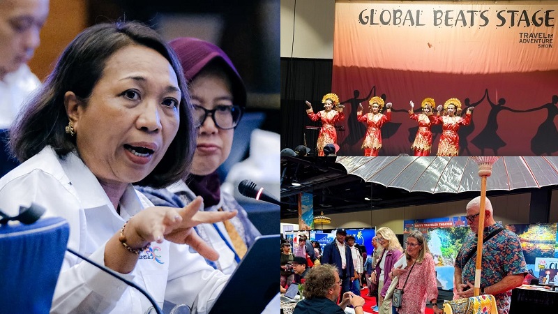 Deputi Bidang Pemasaran Kementerian Pariwisata, Ni Made Ayu Marthini saat menjelaskan partisipasi Kementerian Pariwisata dalam pameran “Los Angeles Travel & Adventure Show 2026” pada 7-8 Maret 2026. (Kemenpar)