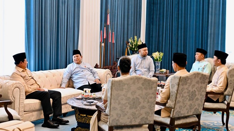 Presiden Prabowo Subianto menggelar acara gelar griya (open house) dalam rangka Hari Raya Idulfitri 1447 Hijriah di kompleks Istana Kepresidenan, Jakarta, Sabtu, 21 Maret 2026. (BPMI Setpres/Laily Rachev)