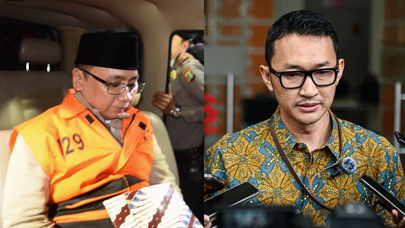 Juru Bicara KPK Budi Prasetyo (kanan) di Jakarta, Minggu (22/3/2026), mengemukakan status tahanan rumah mantan Menteri Agama (Menag) sekaligus tersangka kasus korupsi kuota haji, Yaqut Cholil Qoumas atau Gus Yaqut, tidak akan menghambat proses penyidikan kasus yang menjeratnya.