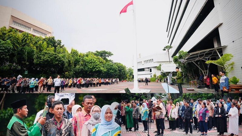 Menteri Sosial Saifullah Yusuf atau Gus Ipul memimpin apel pembinaan pegawai di lingkungan Kementerian Sosial pada Kamis (26/3/2026).