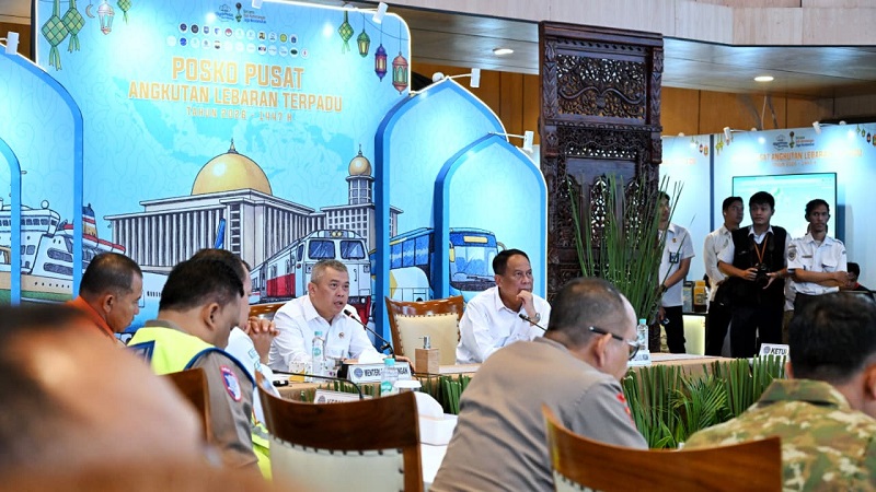Menteri Perhubungan Dudy Purwagandhi menutup Posko Angkutan Lebaran Terpadu Tahun 2026 (1447 H) di Kantor Pusat Kementerian Perhubungan, Senin (30/3).
