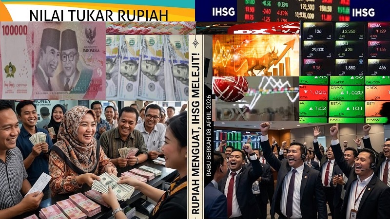 Genjatan senjata Amerika dan Iran memicu kegairahan pada pasar keuangan Indonesia dengan nilai tukar rupiah dan Indeks Harga Saham Gabungan (IHSG) Bursa Efek Indonesia (BEI) kompak menguat Rabu (8/4/2026)