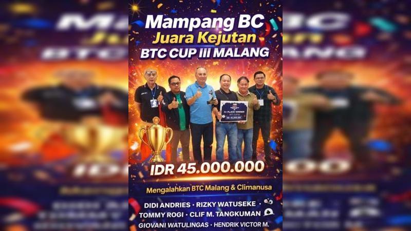 Tim Mampang BC yang diperkuat oleh Didi Andries, Rizky Watuseke, Tommy Rogi, Clif M. Tangkuman, Giovani Watulingas dan Hendrik Victor M menentukan kemenangan lewat performa eksplosif di dua sesi terakhir babak final