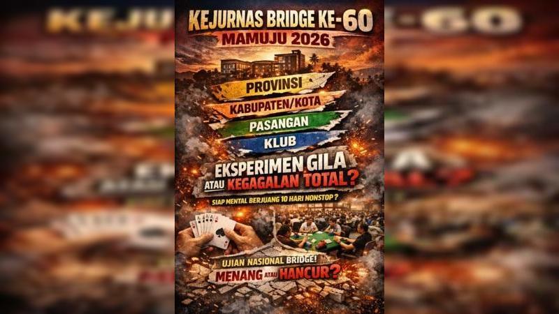 Kejuaraan Nasional (Kejurnas) Bridge ke-60 di Mamuju adalah eksperimen besar bahkan bisa disebut “taruhan sistemik” oleh PB Gabsi