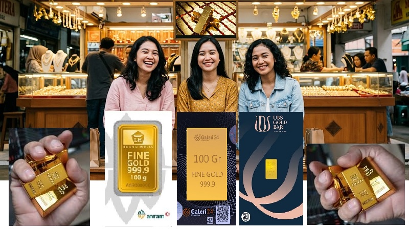 Bagi yang memantau pergerakan aset aman (safe haven), hari ini, Minggu (19/4/2026), menjadi momentum menarik dengan naiknya harga emas dari tiga produsen utama — Antam, Galeri24, dan UBS —dibandingkan perdagangan sebelumnya. (AI/Ist)