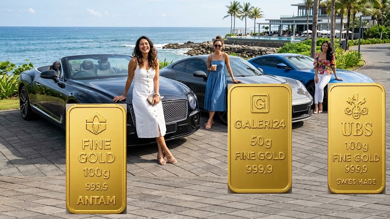 Harga emas PT Aneka Tambang (Antam), Galeri24 dan UBS relatif stabil pada Senin (20/4/2026) meskipun ada yang turun cukup tajam . (AI/Ist)