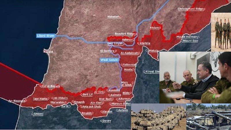 Peta baru yang dikeluarkan Militer Israel untuk wilayah Lebanon Selatan yang akan terus berada dalam kendalinya setelah perang dengan Hizbullah 