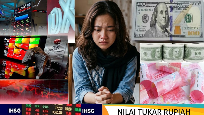 Loyo, melemah dan memerah posisi Harga Saham Gabungan (IHSG) Bursa Efek Indonesia (BEI) dan nilai tukar rupiah pada perdagangan saham dan valuta asing Rabu (22/4/2026). (AI/Ist)