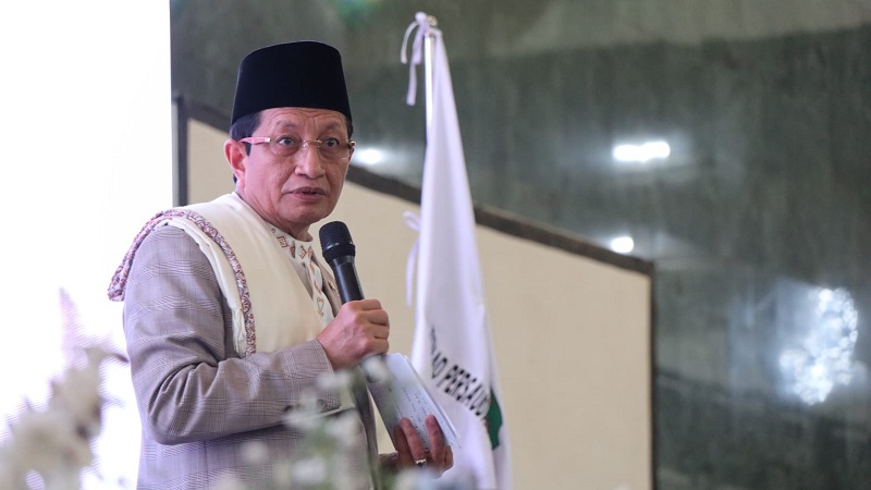 Menteri Agama (Menag) Nasaruddin Umar  saat membuka Bridging International Grand Imam Conference (IGIC) 2026 di Islamic Center Kalimantan Timur, Kota Samarinda, Kalimantan Timur, Sabtu (25/4/2026). (Kemenag)