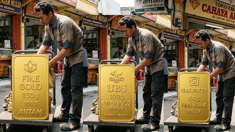 Bagi yang ingin menambah koleksi emas rasanya hari ini, Senin (27/4/2026), dapat dimanfaatkan karena harga emas PT Aneka Tambang (Antam), Galeri24 dan UBS kompak melandai. (AI)