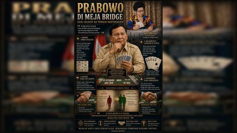 Prabowo bukan lagi pemain yang ingin memenangkan permainan sendirian, tapi mulai mengerti bahwa kemenangan sejati di bridge—dan di negara—ditentukan oleh partnership yang hidup, bukan ego yang besar. (Ist)