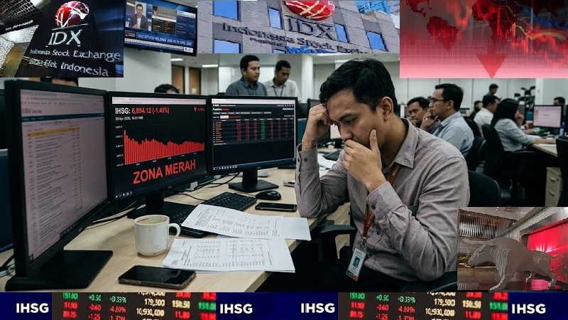 Indeks Harga Saham Gabungan (IHSG) Bursa Efek Ekonomi (BEI) menjelang libur panjang dan Hari Buruh kembali mendapat tekanan sehingga terpeleset ke zona merah Kamis (30/4/2026), (AI/Ist)