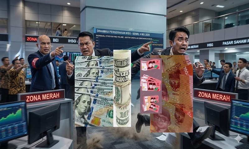 Nilai tukar (kurs) rupiah kembali mencatat rekor terlemah baru terhadap dolar Amerika Serikat (AS) setelah kembali ditutup melemah hari ini, Senin (4/5/2026). (AI/Ist)