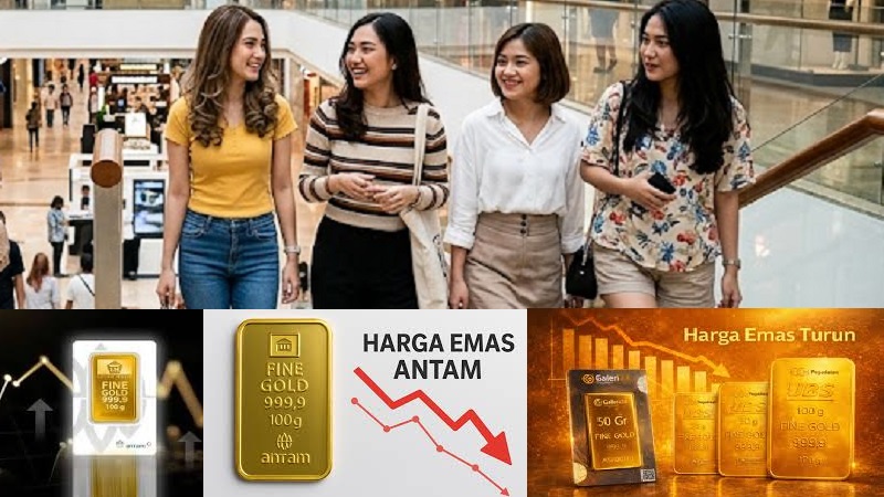 Harga emas PT Aneka Tambang (Antam) naik di sana dan turun di sini sementara Galeri24 dan UBS sama-sama turun pada Selasa (12/5/2026). (AI/Ist)