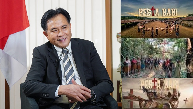 Menteri Koordinator Bidang Hukum, HAM, Imigrasi, dan Pemasyarakatan, Yusril Ihza Mahendra, menegaskan bahwa Pemerintah tidak pernah mengeluarkan arahan ataupun kebijakan pelarangan pemutaran maupun kegiatan nonton bareng (nobar) film dokumenter “Pesta Babi: Kolonialisme di Zaman Kita”. (Kemenko Kumham Imipas)