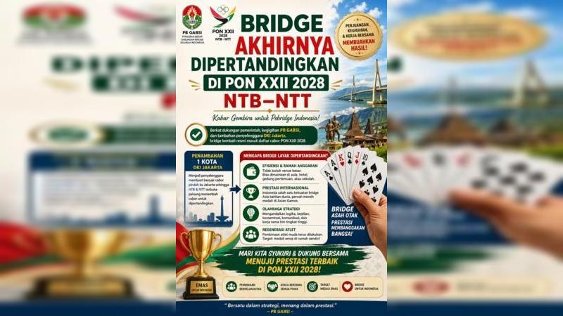 Dengan efisiensi biaya, tradisi prestasi internasional, dan pembinaan atlet muda yang terus berjalan, bridge diharapkan tidak hanya eksis di PON, tetapi juga mampu melahirkan generasi baru atlet Indonesia yang berprestasi di tingkat dunia.