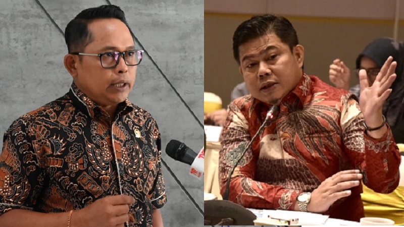 Anggota Komisi I DPR RI  Yulius Setiarto (kiri) dan Oleh Soleh mendesak Kementerian Pertahanan (Kemhan) menghentikan sementara Latihan Dasar Kemiliteran (Latsarmil) Program Sarjana Penggerak Pembangunan Indonesia (SPPI) untuk bagi calon manajer Koperasi Desa (Kopdes) Merah Putih dan Koperasi Kampung Nelayan. (DPR)