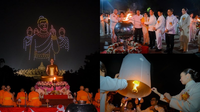 Menteri Pariwisata (Menpar) Widiyanti Putri Wardhana menghadiri puncak Perayaan Hari Raya Tri Suci Waisak 2570 Buddhist Era (BE) yang berlangsung di kawasan Candi Borobudur, Magelang, Jawa Tengah, Sabtu (31/5/2026). (Kemenpar)