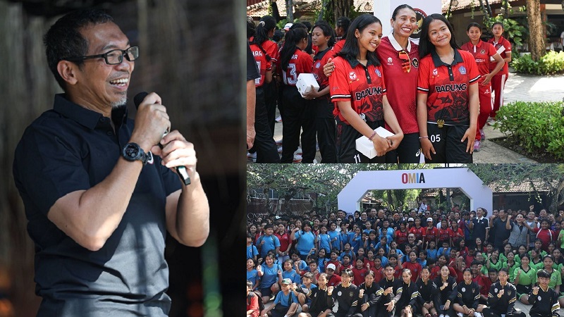 Wakil Ketua Umum Komite Olimpiade Indonesia (NOC Indonesia), Ismail Ning memberikan sambutan pada Olympic Movement in Action (OMIA) 2026 di kawasan Bali Collection, Nusa Dua, Badung, Bali, Minggu (14/6/2026) yang juga menampilkan Olympian Maria Londa. (Fakltualid.com/ NOC Indonesia/Naif Muhammad Al As)