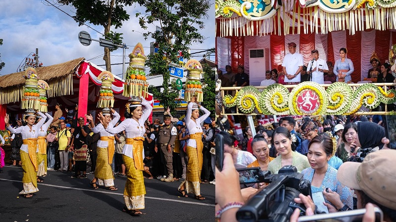 Wakil Menteri Pariwisata (Wamenpar) Ni Luh Puspa memberikan keterangan kepada wartawan setelah pembukaan Pekan Kesenian Bali (PKB) 2026 oleh Gubernur Bali Wayan Koster di Denpasar, Sabtu (13/6/2026). (Kemenpar)