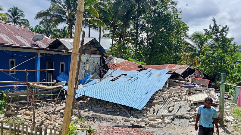 Kerusakan rumah warga akibat gempa bumi berkekuatan magnitudo M 6,7 yang mengguncang Kabupaten Sigi, Sulawesi Tengah, Selasa (16/6/2026). (BPBD Kabupaten Sigi)