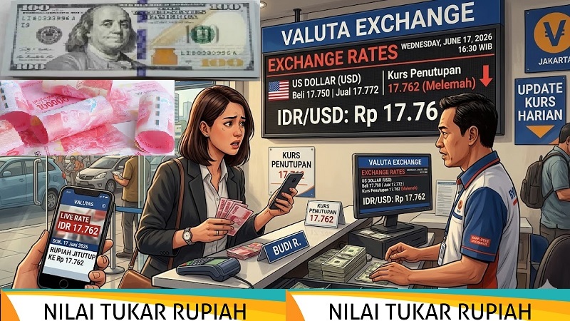 Cukup mengagetkan juga, hari ini, Rabu (17/6/2026), nilai tukar (kurs) rupiah kembali melemah terhadap dolar Amerika Serikat (AS). (AI/Ist)