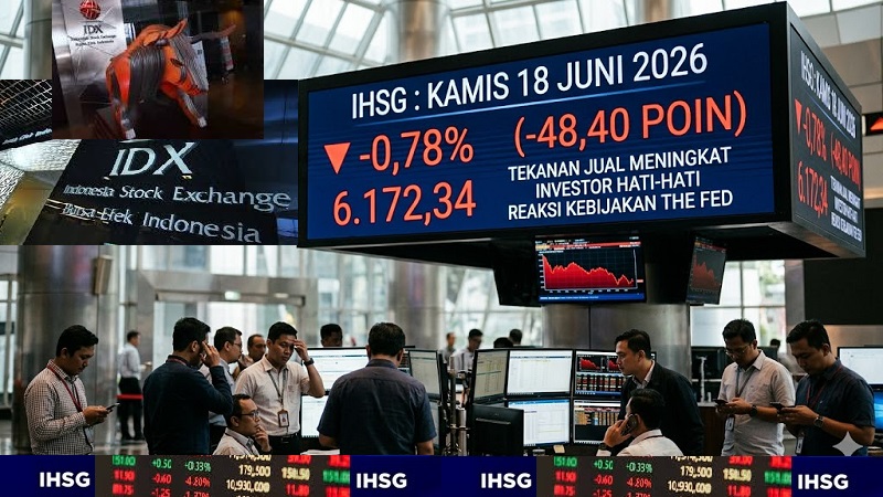Sikap pasar yang cenderung berhati-hati (wait and see) mengantar Indeks Harga Saham Gabungan (IHSG) Bursa Efek Indonesia (BEI) bergerak melemah pada perdagangan Kamis (18/6/2026) sehingga kembali masuk zona merah. (AI/Ist)