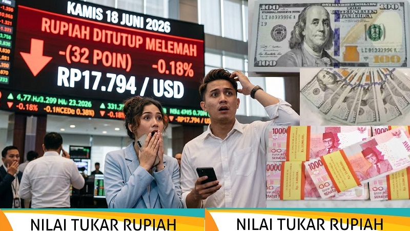 Dolar Amerika Serikat (AS) terus menekan nilai tukar (kurs) rupiah dalam perdagangan valuta asing sehingga kembali masuk zona merah pada pergerakan Kamis (18/6/2026). (AI/Ist)