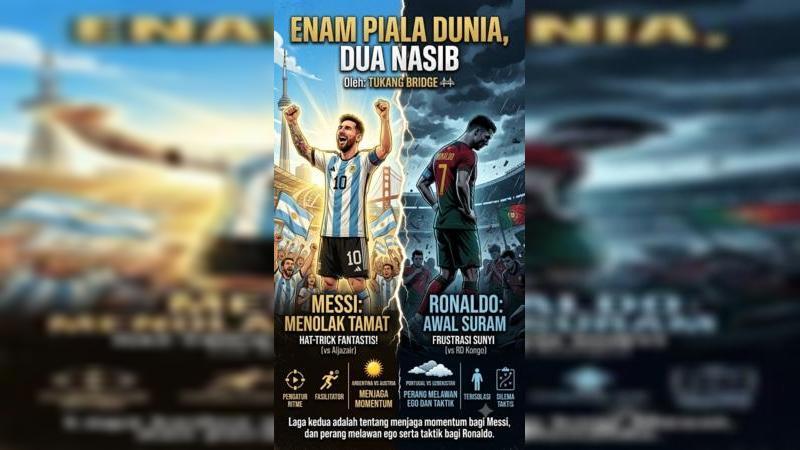 Laga kedua adalah tentang menjaga momentum bagi Messi, dan perang melawan ego serta taktik bagi Ronaldo