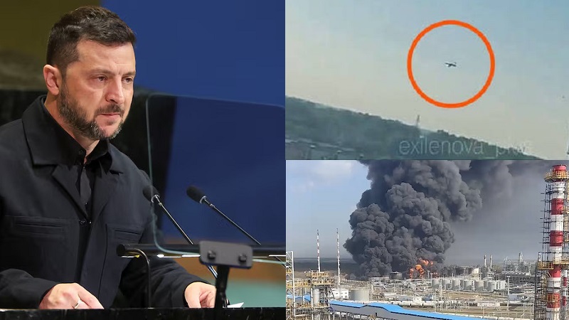 Predisen Ukraina Volodymyr Zelensky pada Sabtu sore, menegaskan bahwa drone Kiev yang telah ditingkatkan kini dapat menyerang hingga sejauh 1.800 mil di dalam wilayah Rusia mengincar kilang-kilang minyak uatam Moskow. (Ist)