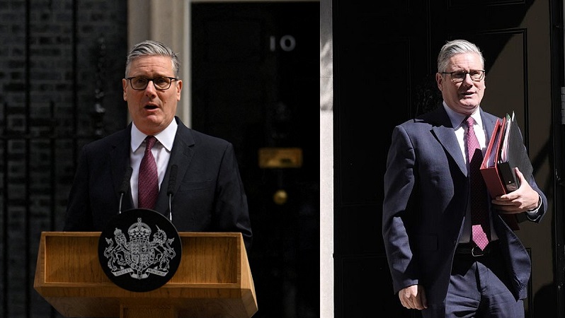 Keir Starmer menyampaikan pengunduran dirinya sebagai Ketua Partai Buruh yang berarti juga sebagai Perdana Menteri Inggris, di luar 10 Downing Street, London, Senin (22/6/2026). (Ist)