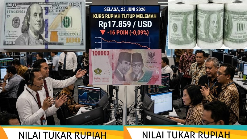 Rupiah belum mampu bangkit dari tekanan dolar Amerika Serikat (AS) sehingga tetap harus rela berada di zona merah pada perdagangan valuta asing Selasa (23/6/2026). (AI/Ist)
