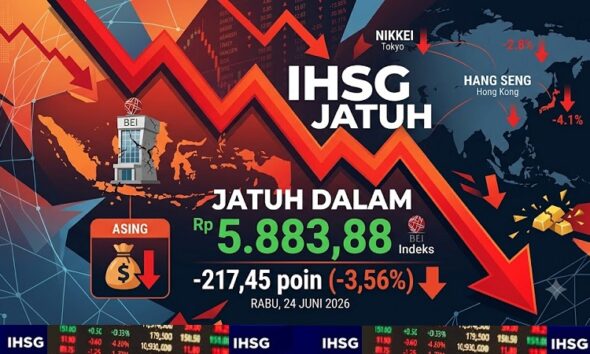 IHSG BEI Rabu 24 Juni 2026: Ambruk Terlempar dari Level 6.000, Rawan Koreksi Lanjutan