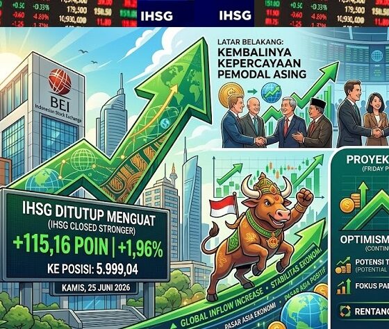 IHSG BEI Kamis 25 Juni 2026: Bergarirah Meroket 1,96 Persen, Berikutnya Tembus Level 6.000