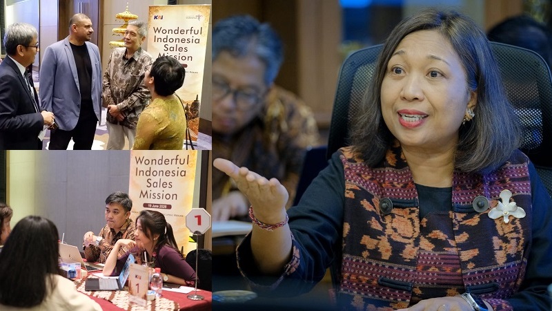 Deputi Bidang Pemasaran Kementerian Pariwisata (Kemenpar), Ni Made Ayu Marthini saat menjelaskan “Wonderful Indonesia Sales Mission 2026 sebagai upaya promosi pariwisata Indonesia untuk pasar Malaysia, Kamis (2/7/2026). (Kemenpar)
