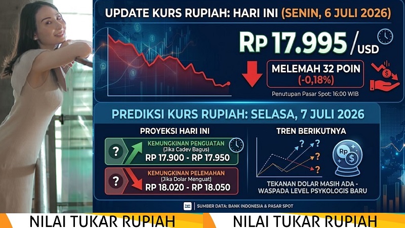 Rupiah Senin 6 Juli 2026: Melemah dan Sempat Sentuh Rp18.016, Tekanan Volatilitas Tinggi Masih Membayangi