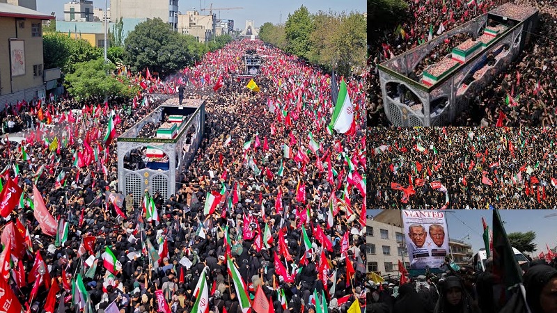 Ratusan ribu massa menghadiri prosesi pemakaman Pemimpin Tertinggi Iran Ayatollah Ali Khamenei, Senin (6/7/2026), sambil meneriakan seruan balas dendam terhadap Amerika Serikat dan Israel. (Ist)