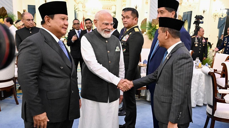 Menteri Energi dan Sumber Daya Mineral (ESDM) Bahlil Lahadalia ikut mendampingi Presiden Prabowo Subianto menerima kunjungan Perdana Menteri (PM) India Narendra Modi di Istana Negara, Jakarta, Selasa (7/7/2026). (Kementerian ESDM)