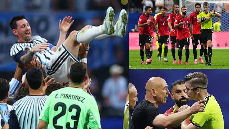 Argentina dengan bangga merayakan kemenangan yang nyata-nyata dibantu oleh wasit untuk menyingkirkan Mesir  dalam pertarungan babak 16 besar Piala Dunia 2026 di Atlanta, Amerika Serikat, Rabu (8/7/2026). (Ist)