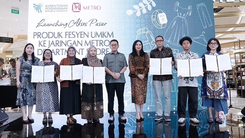 Menteri Perdagangan (Mendag) Budi Santoso (Busan) pada acara penandatanganan kemitraan strategis di Trans Studio Mall Cibubur, Jawa Barat, hari ini, Kamis (9/7/2026).