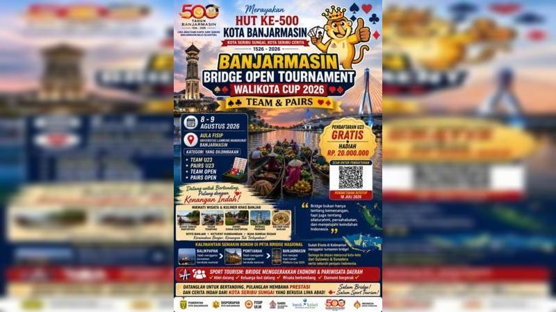 Mari kita sukseskan bridge Indonesia sekaligus mendukung berkembangnya sport tourism di Kota Banjarmasin.